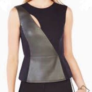 Black Leather Sleeveless Blouse